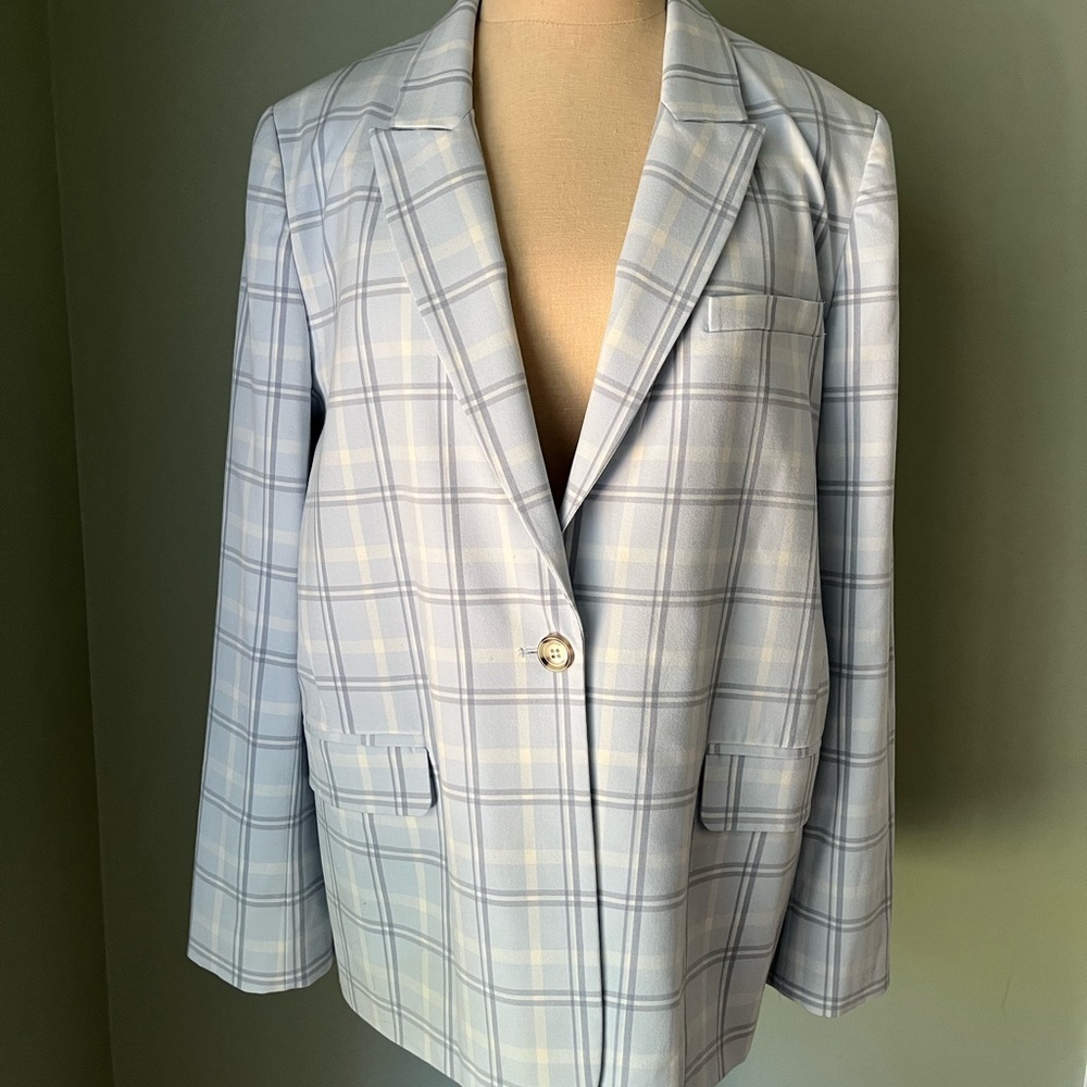 Nordstrom Women's Light Blue Plaid Blazer